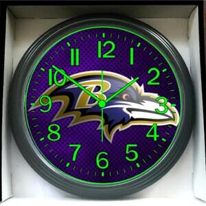 Baltimore Ravens NFL Football Glow In The Dark Wall Clock New!